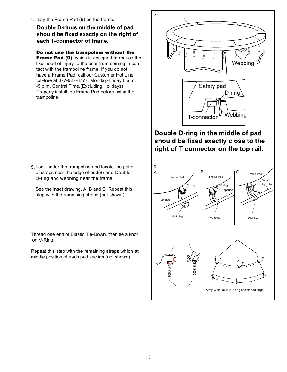 Safety pad d-ring t-connector webbing webbing | Jumpking OR1213 User Manual | Page 17 / 23