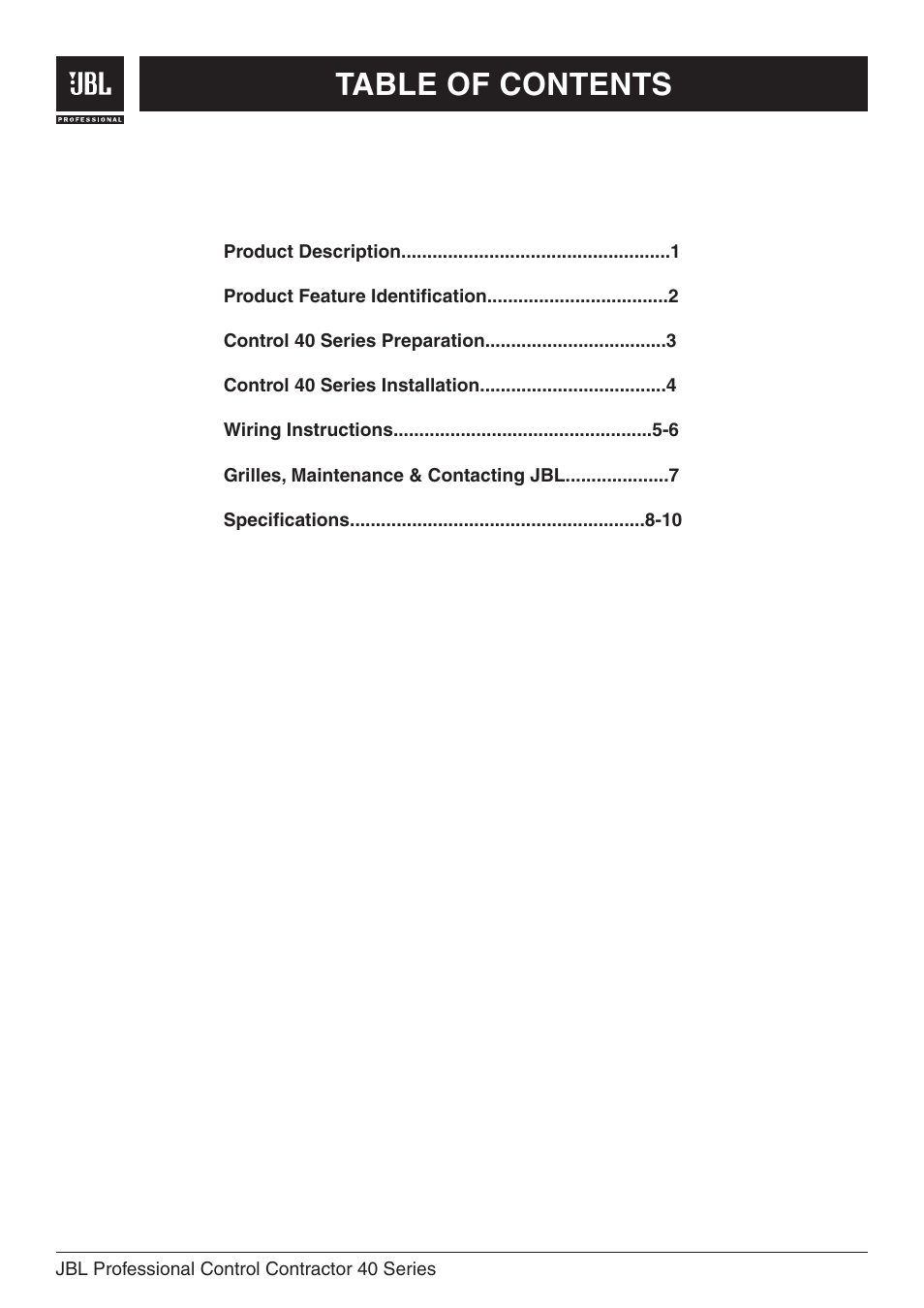 JBL Professional Control 47C/T User Manual | Page 2 / 12