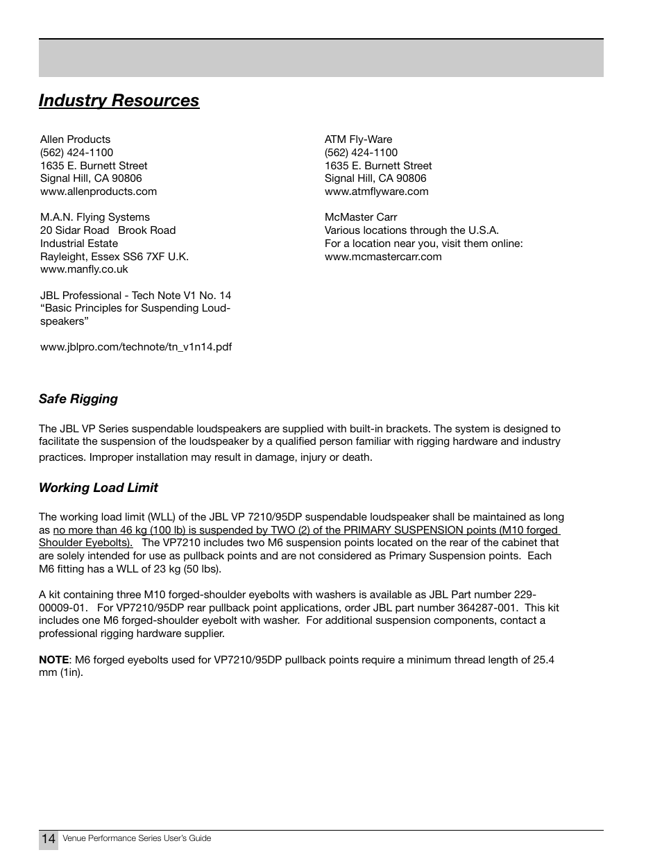 Industry resources | JBL Professional DPC-2 User Manual | Page 14 / 28