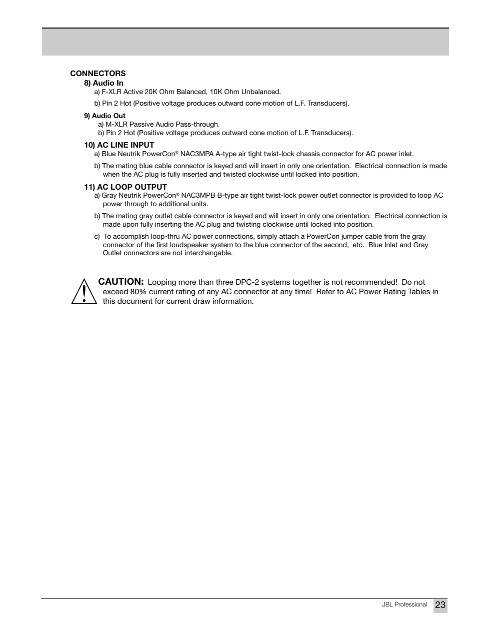 Caution | JBL Professional DPC-2 User Manual | Page 23 / 28