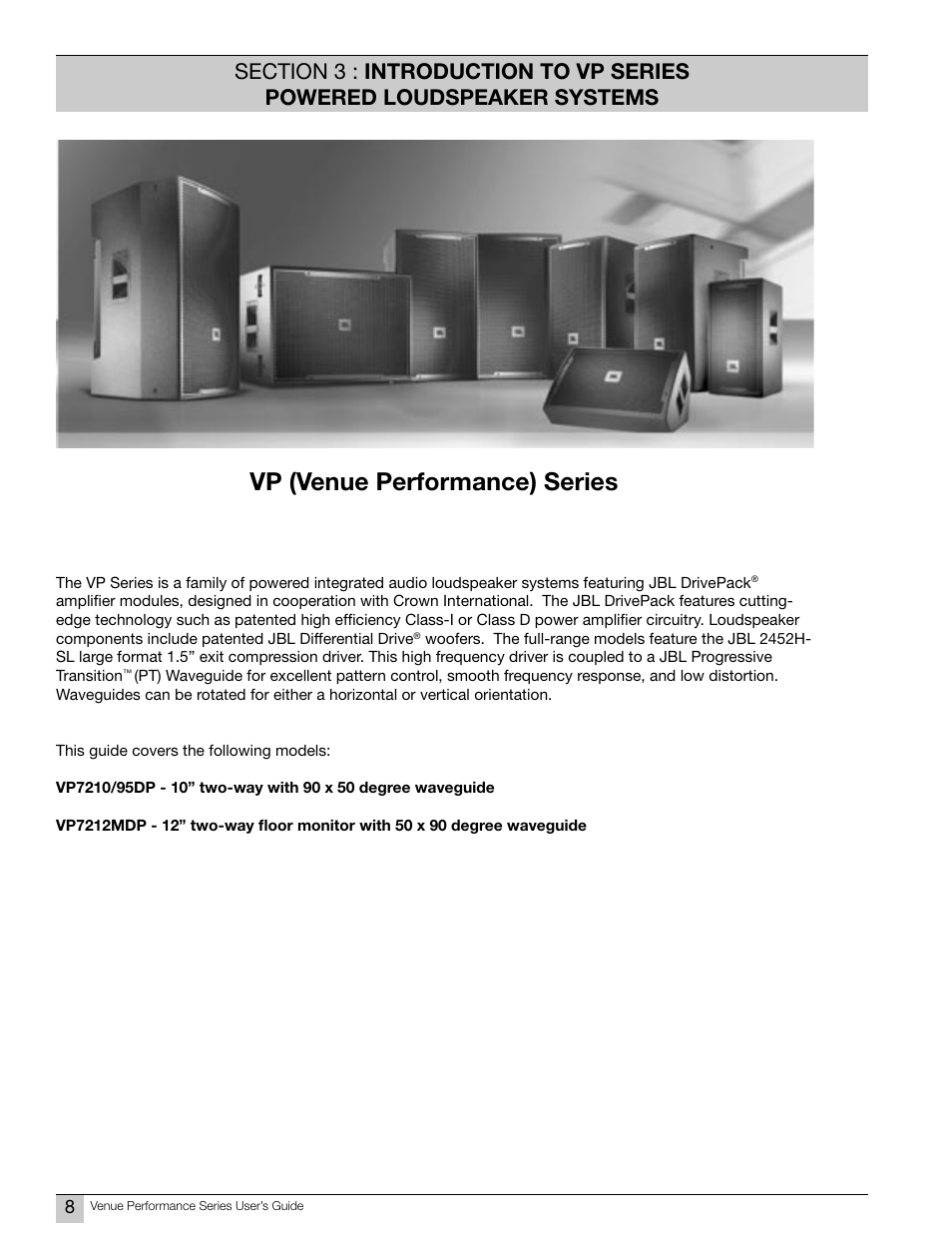 Vp (venue performance) series | JBL Professional DPC-2 User Manual | Page 8 / 28