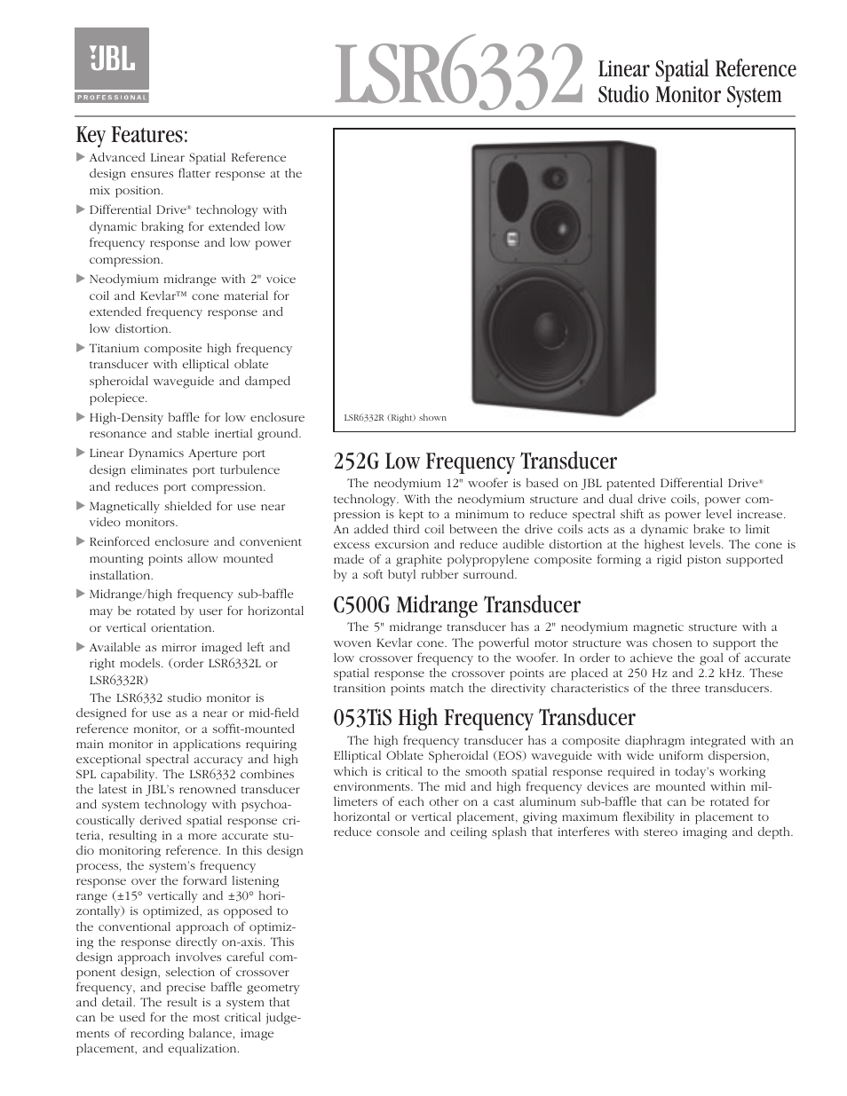 JBL Professional LSR6332 User Manual | 4 pages