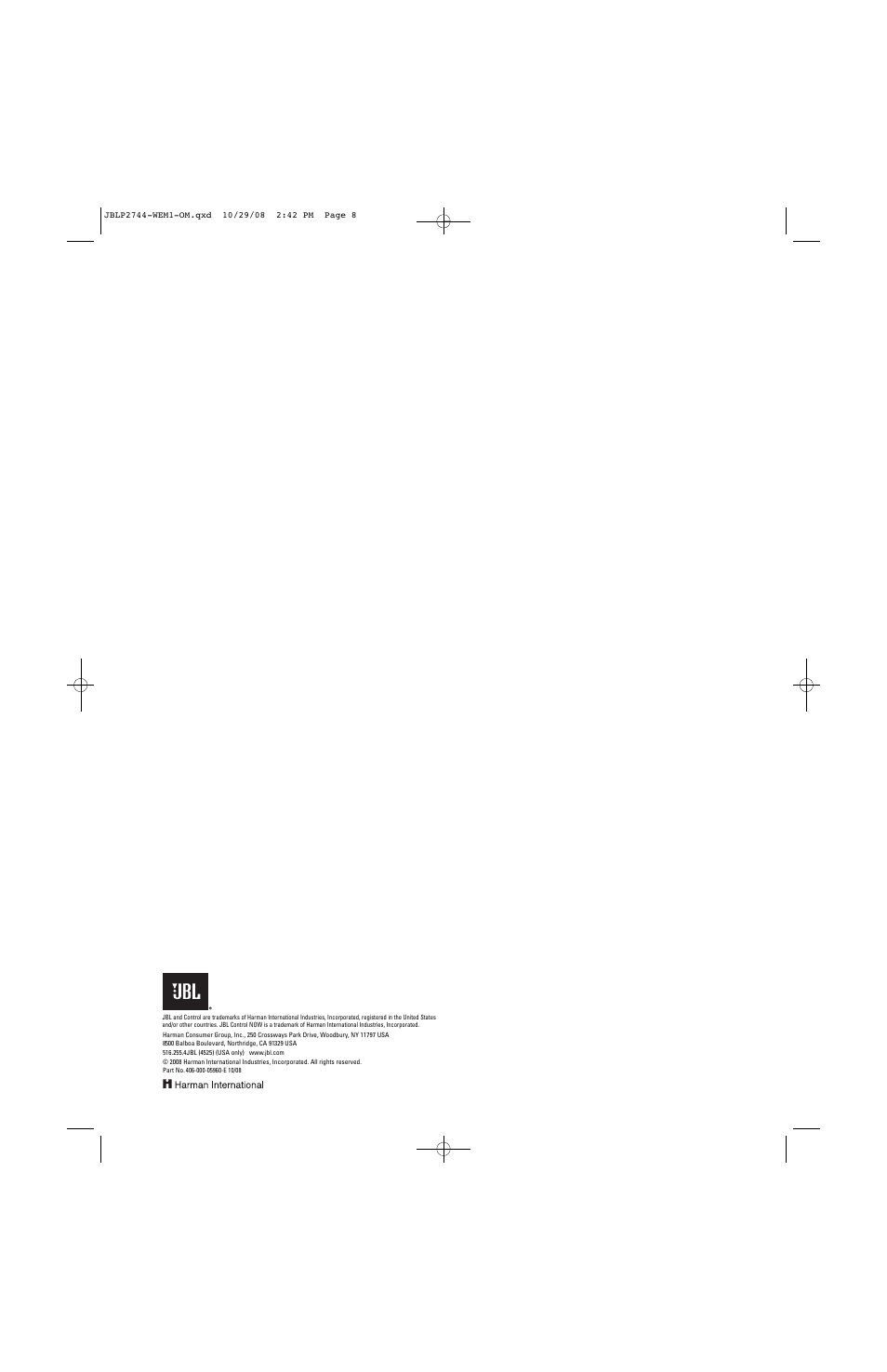 JBL Professional WEM-1 User Manual | Page 8 / 8