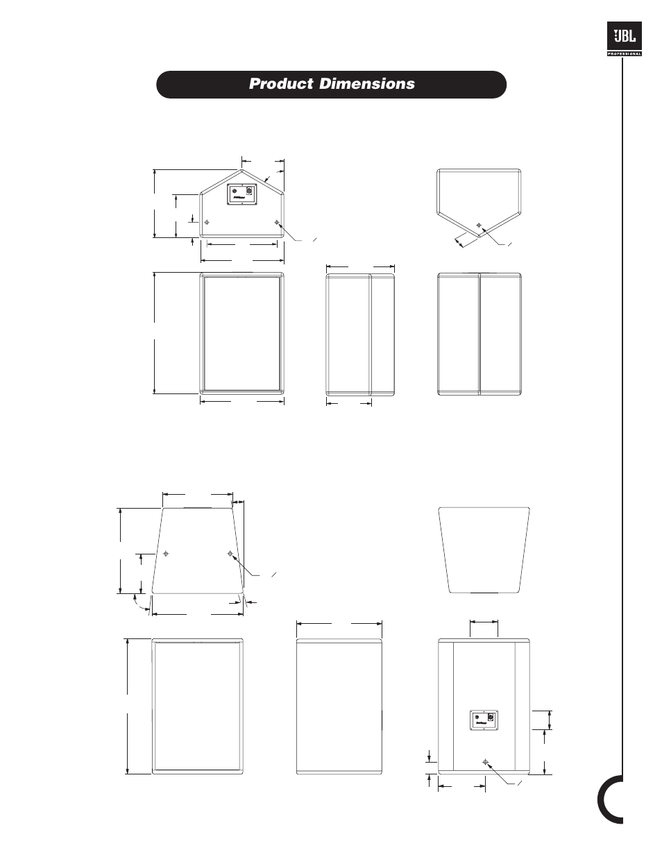 Product dimensions, Sf12mi, Sf15i | JBL Professional JBL Soundfactor SF12Mi User Manual | Page 11 / 12