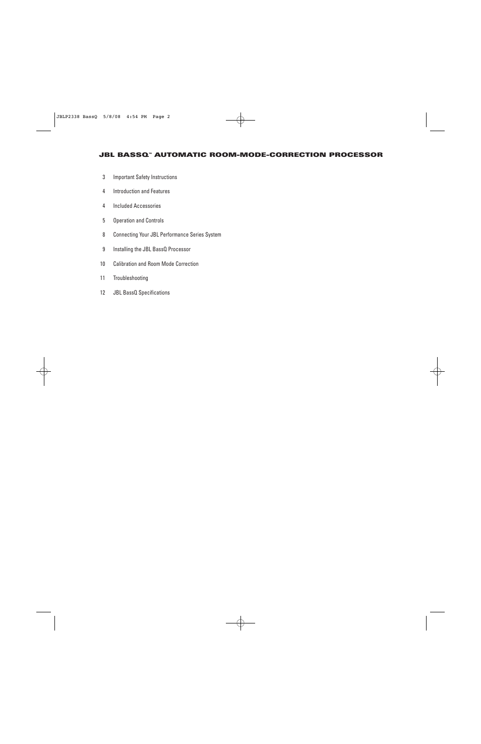 JBL Professional Performance BASSQ User Manual | Page 2 / 12