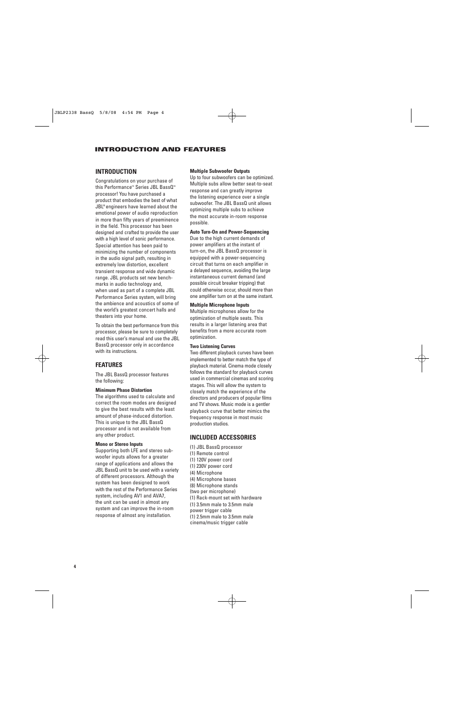 JBL Professional Performance BASSQ User Manual | Page 4 / 12