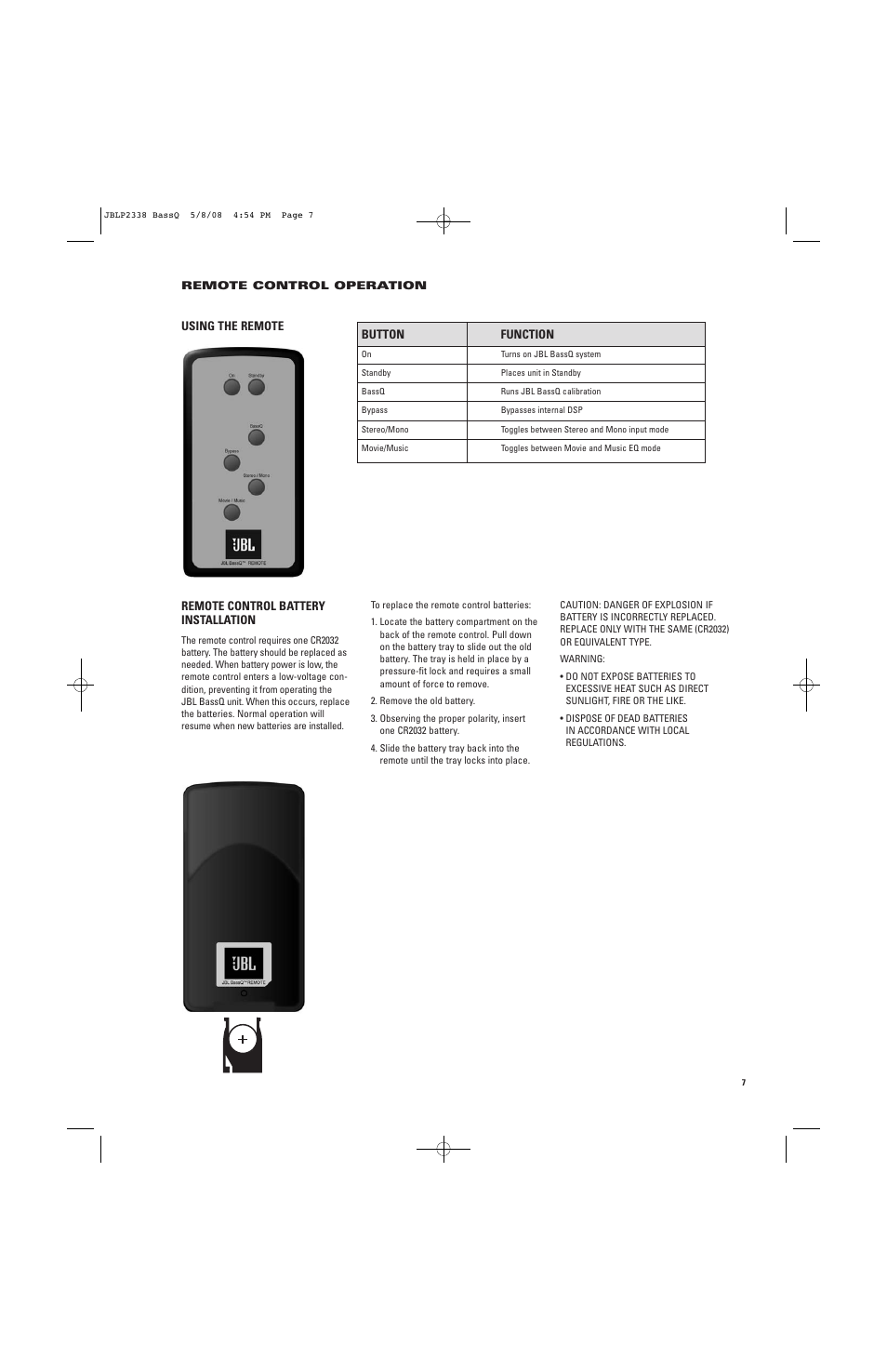 JBL Professional Performance BASSQ User Manual | Page 7 / 12