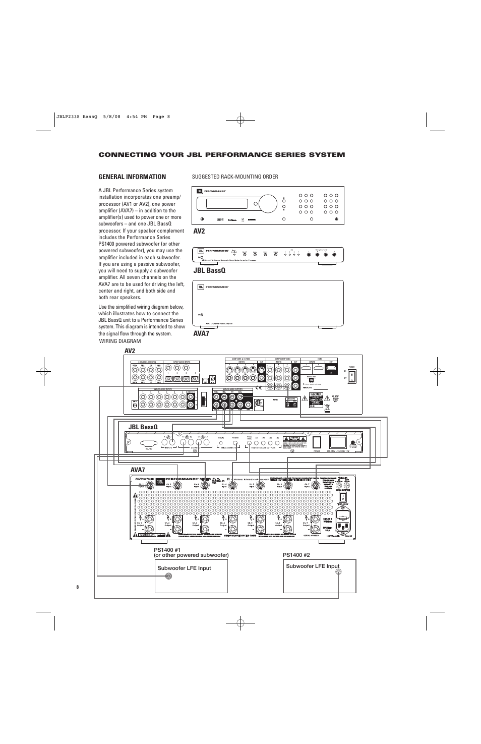 Av2 jbl bassq ava7, General information, Jbl bassq ava7 av2 | JBL Professional Performance BASSQ User Manual | Page 8 / 12