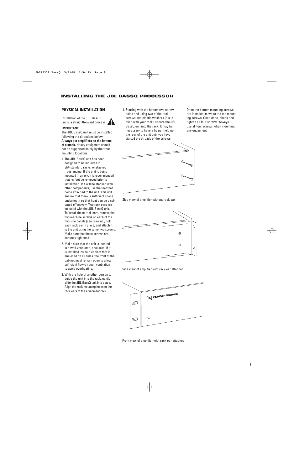 JBL Professional Performance BASSQ User Manual | Page 9 / 12