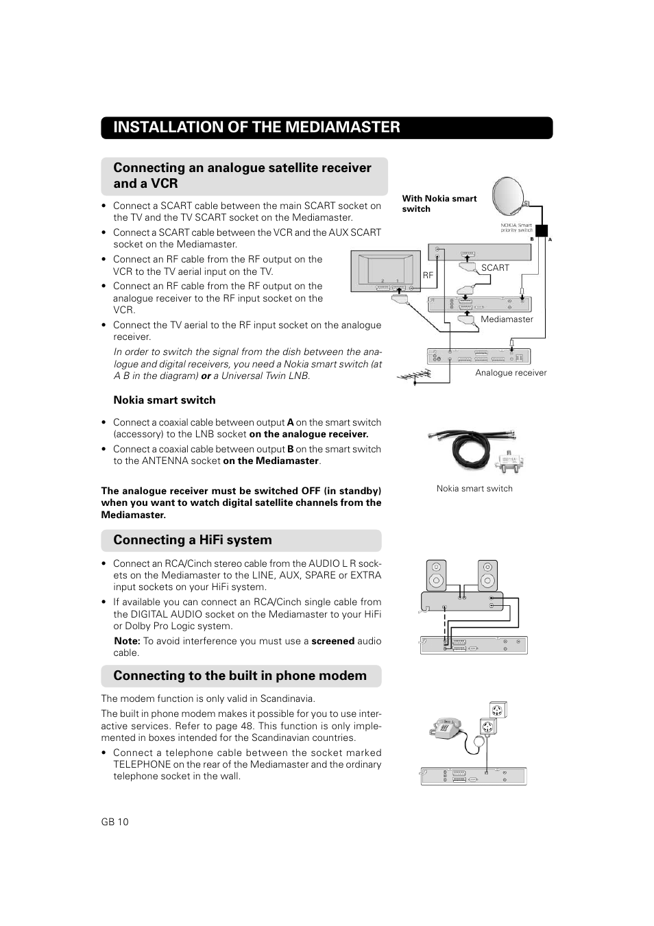 Installation of the mediamaster, Connecting a hifi system | JA Audio 9902S User Manual | Page 10 / 62