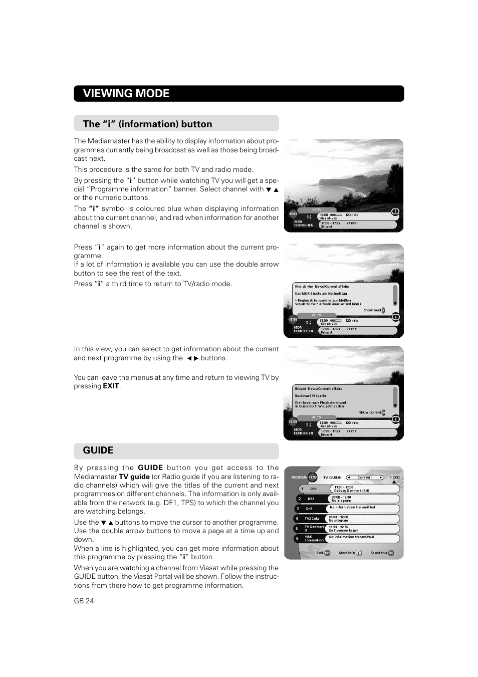 Viewing mode, The “i” (information) button, Guide | JA Audio 9902S User Manual | Page 24 / 62