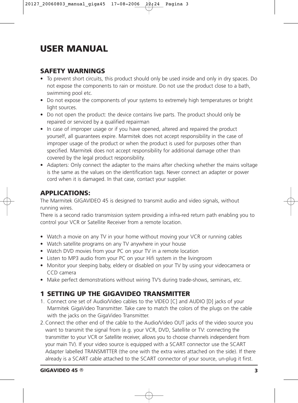 User manual | JA Audio 45 User Manual | Page 3 / 42