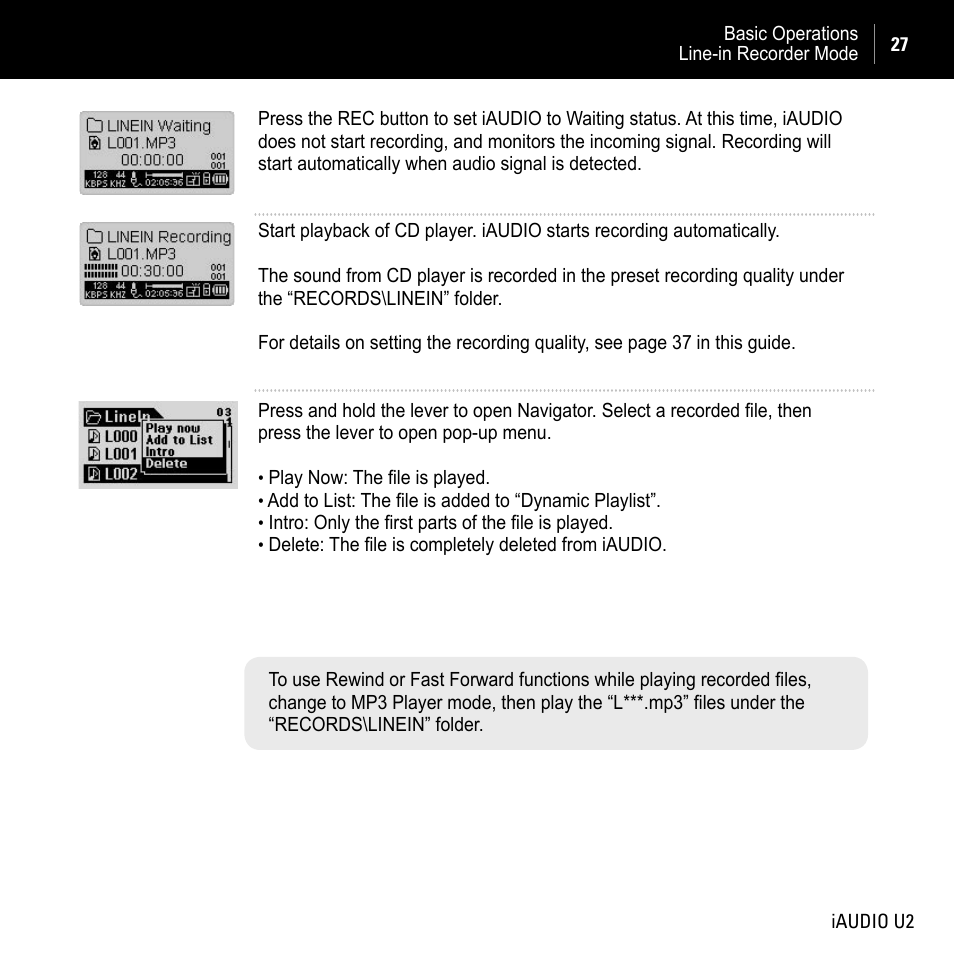 JetAudio iAUDIO U2 User Manual | Page 27 / 74