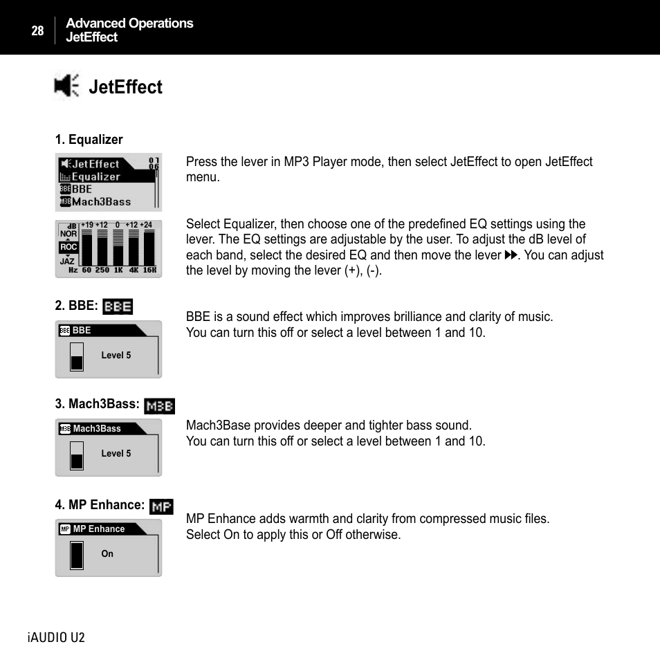 Jeteffect | JetAudio iAUDIO U2 User Manual | Page 28 / 74