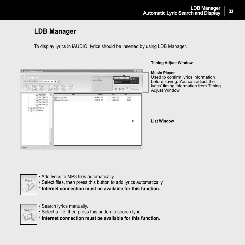 Ldb manager | JetAudio iAUDIO U2 User Manual | Page 33 / 74