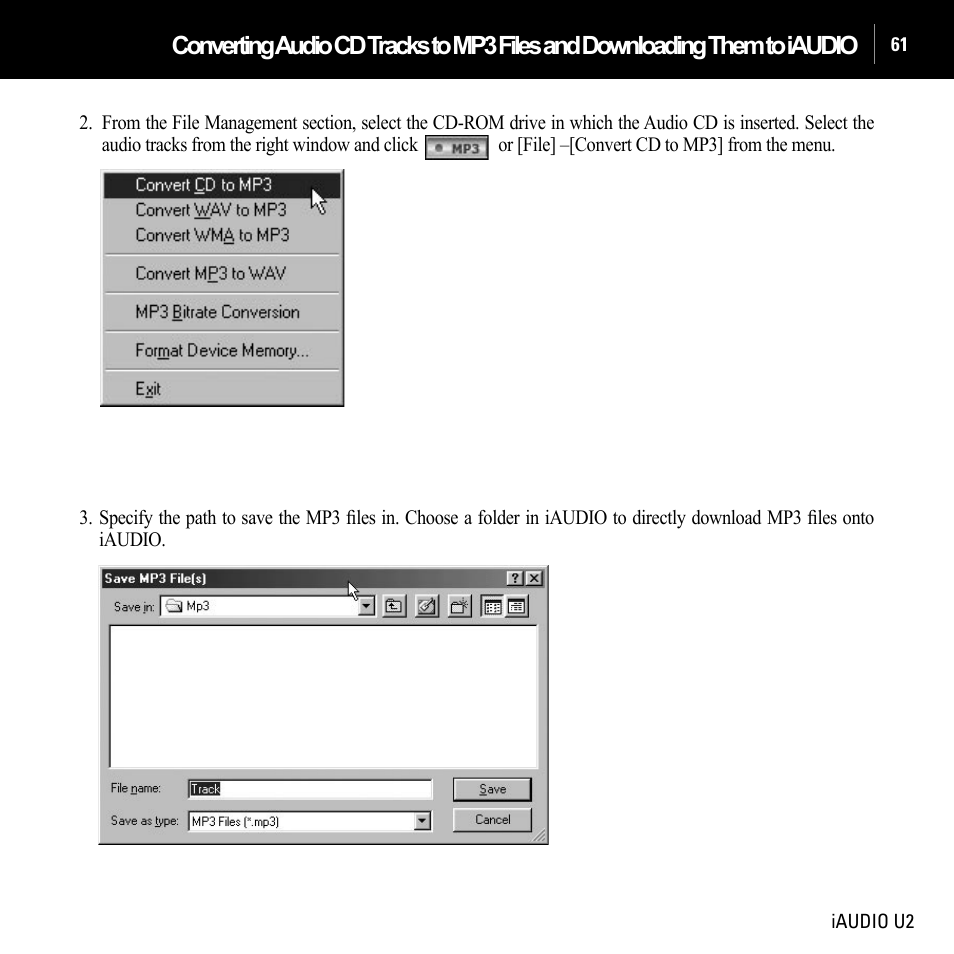 JetAudio iAUDIO U2 User Manual | Page 61 / 74