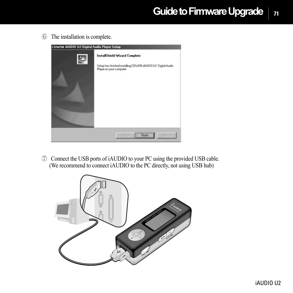 Guide to firmware upgrade | JetAudio iAUDIO U2 User Manual | Page 71 / 74