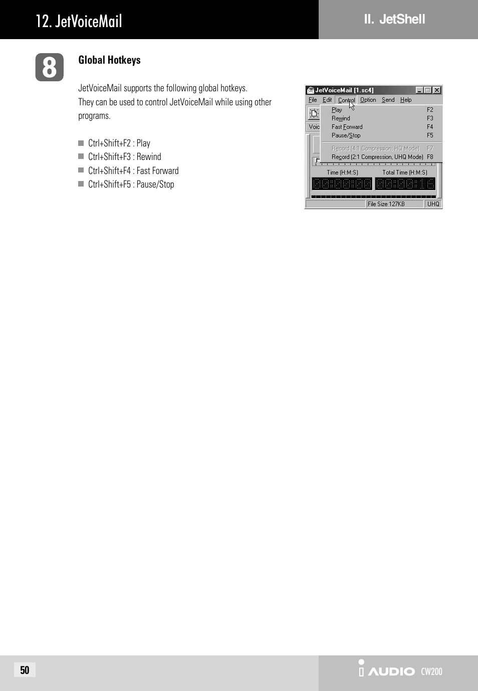 Jetvoicemail | JetAudio iAUDIO CW200 User Manual | Page 50 / 56