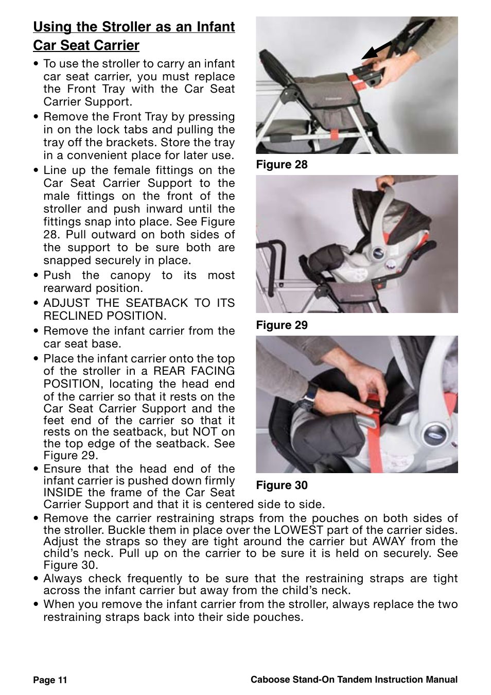 Using the stroller as an infant car seat carrier | Joovy 40X Series User Manual | Page 12 / 20