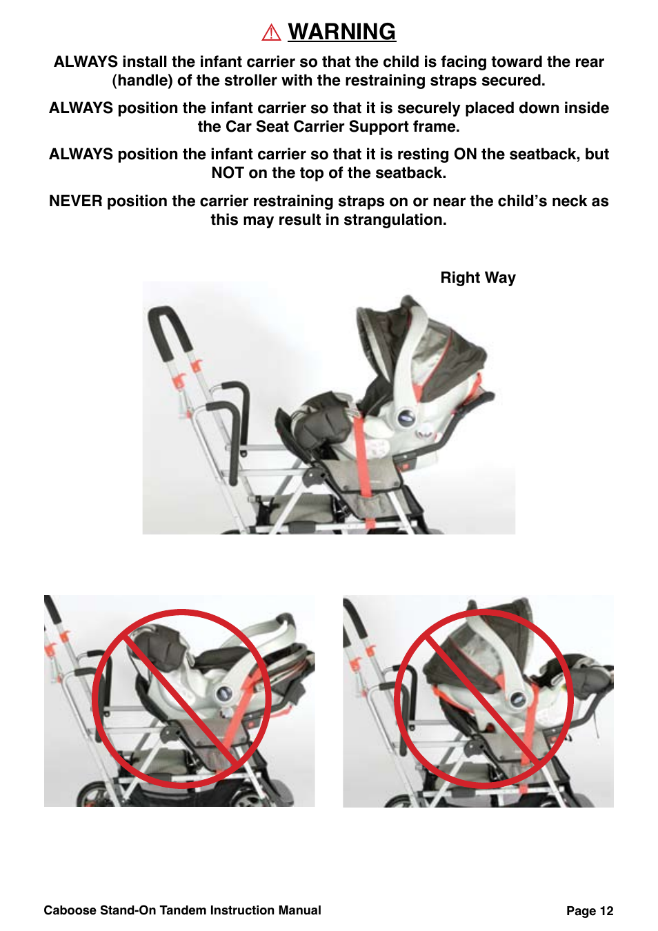 Warning | Joovy 40X Series User Manual | Page 13 / 20