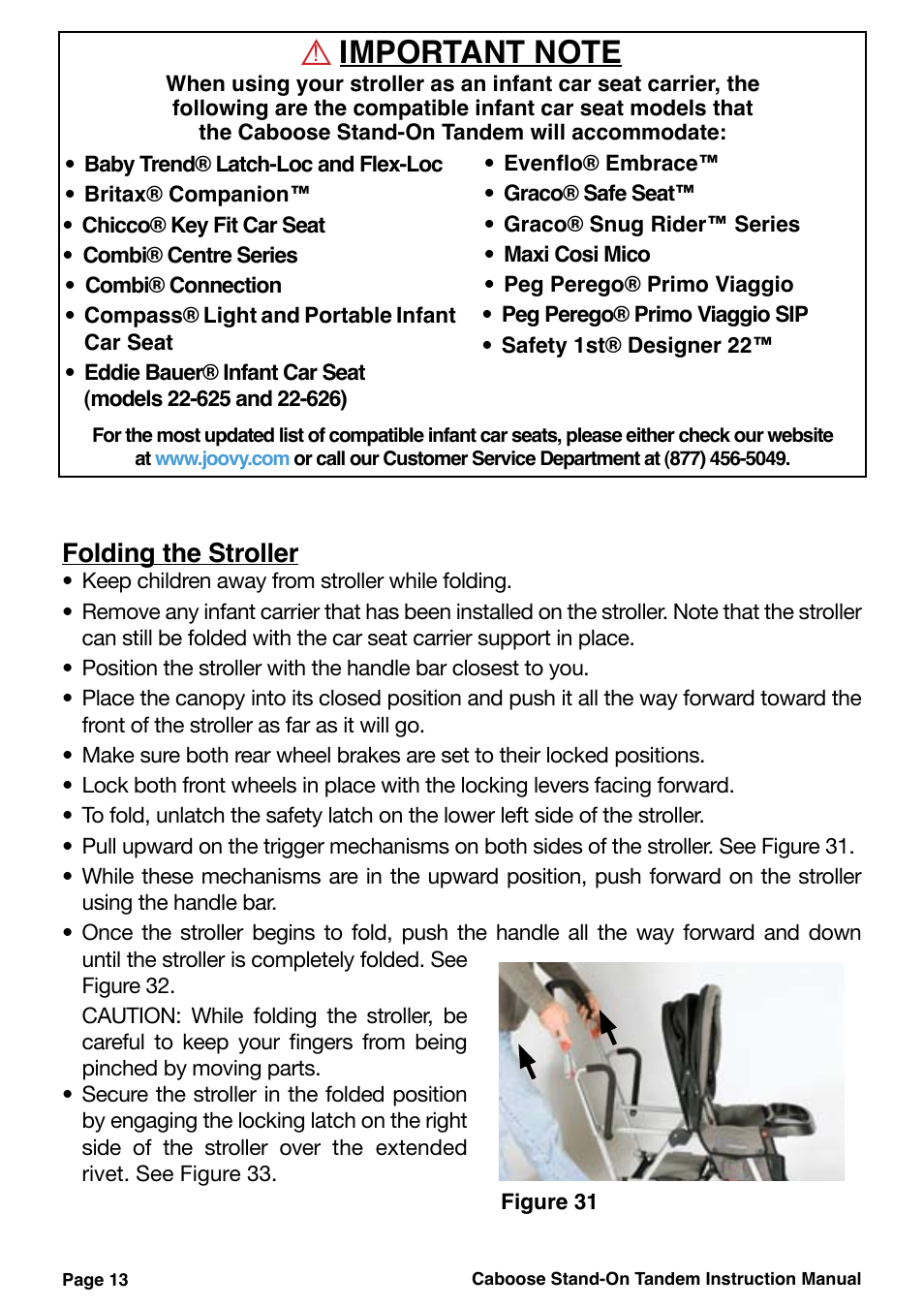 Folding the stroller | Joovy 40X Series User Manual | Page 14 / 20