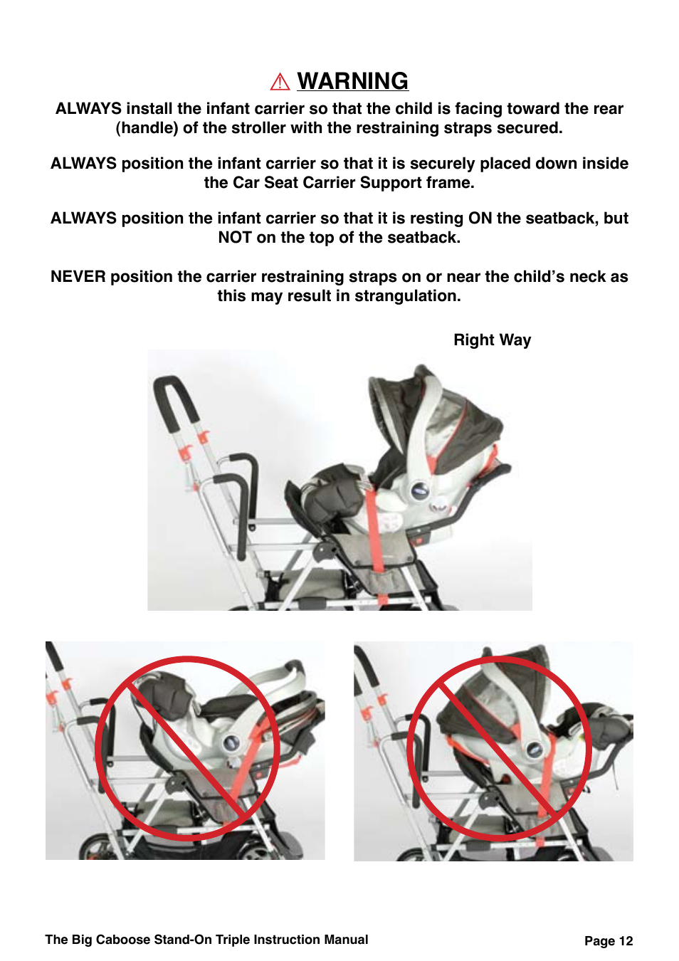 Warning | Joovy 43X Series User Manual | Page 13 / 20