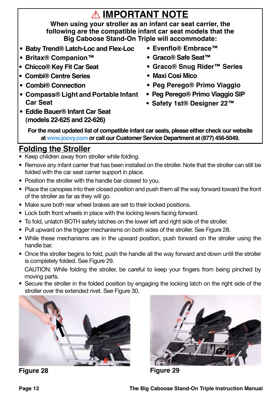Folding the stroller | Joovy 43X Series User Manual | Page 14 / 20
