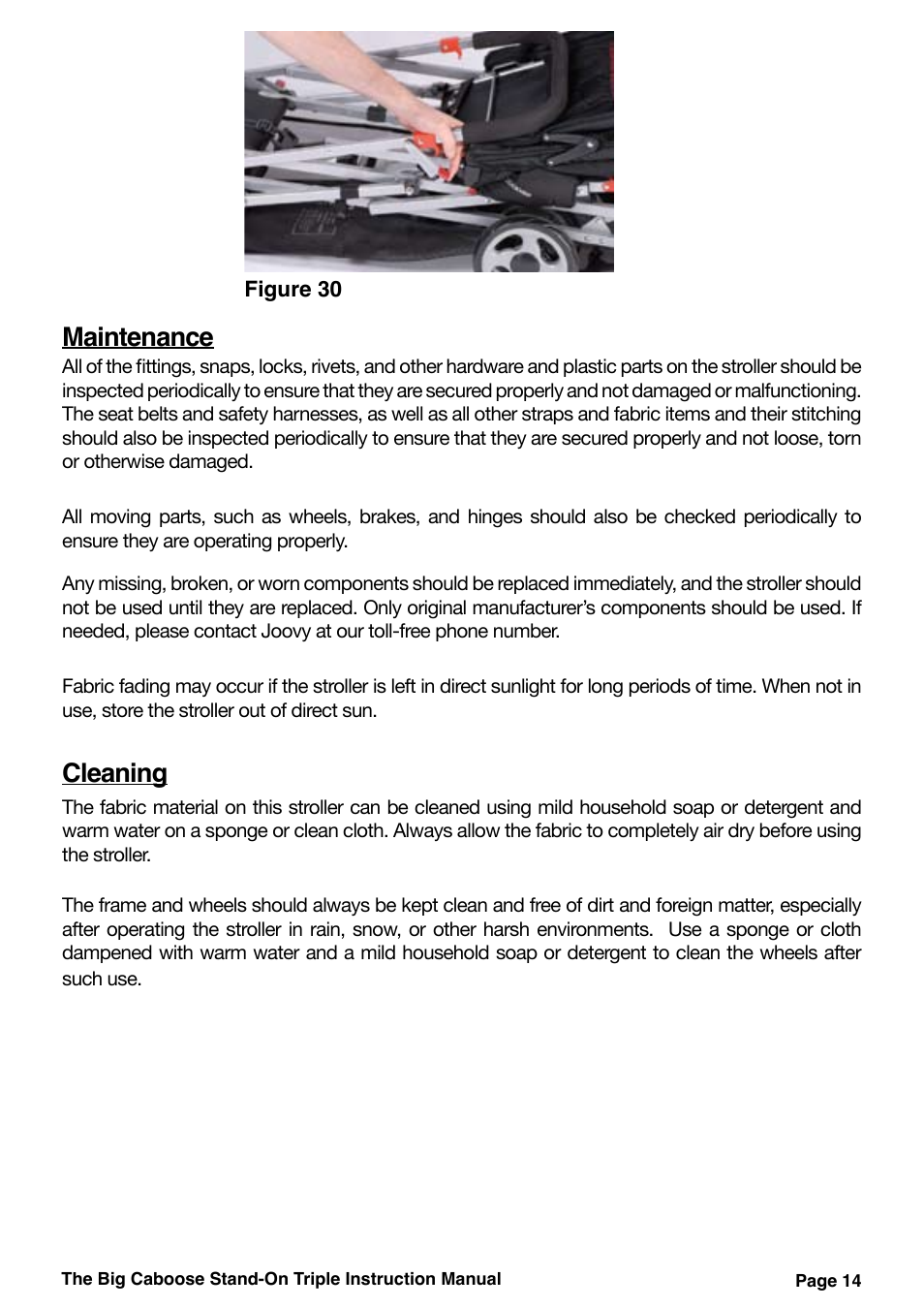 Cleaning, Maintenance | Joovy 43X Series User Manual | Page 15 / 20