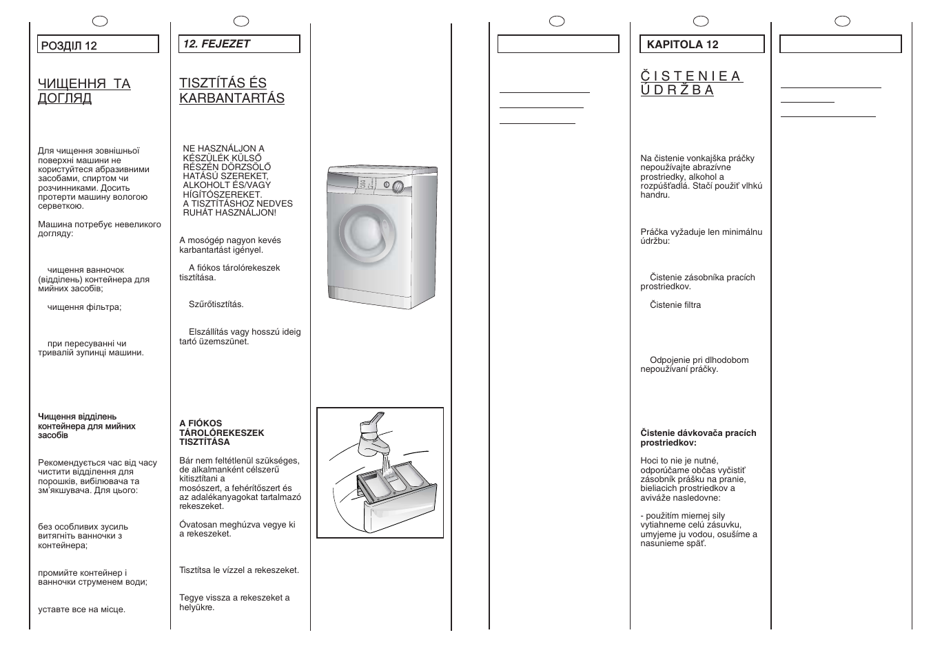 Tisztítás és karbantartás, Curatarea si întretinerea aparatului, Cleaning and routine maintenance | Чèùåííß та догляд | Candy CNL 105 User Manual | Page 32 / 37