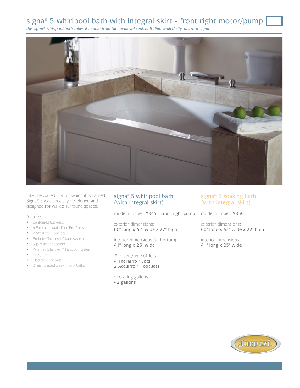 Jacuzzi Signa 5 w/Skirt Y345 User Manual | 2 pages