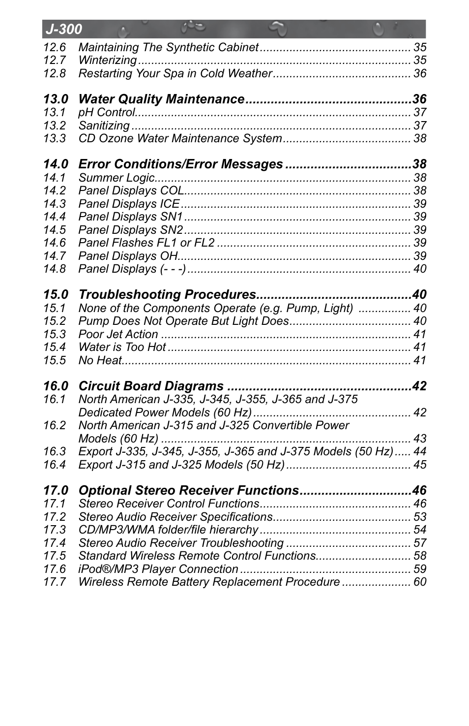 J-300 | Jacuzzi J - 315 User Manual | Page 4 / 64