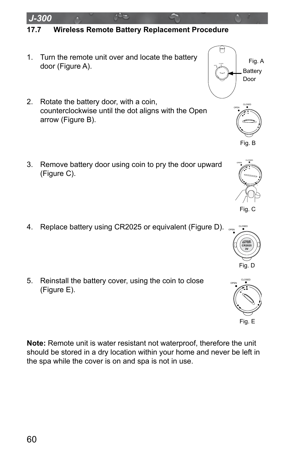 7 wireless remote battery replacement procedure | Jacuzzi J - 315 User Manual | Page 64 / 64