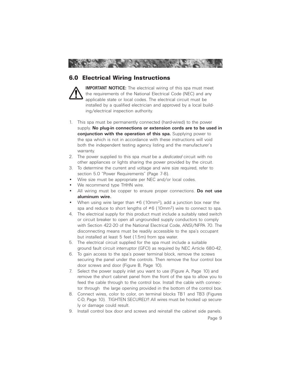 0 electrical wiring instructions | Jacuzzi ProTech LCD User Manual | Page 13 / 56