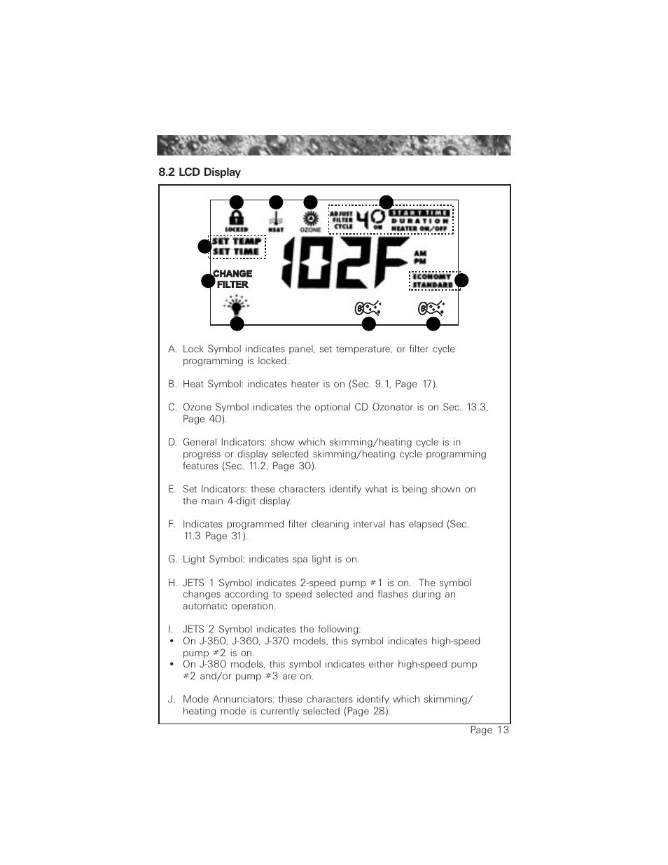 2 lcd display | Jacuzzi ProTech LCD User Manual | Page 17 / 56