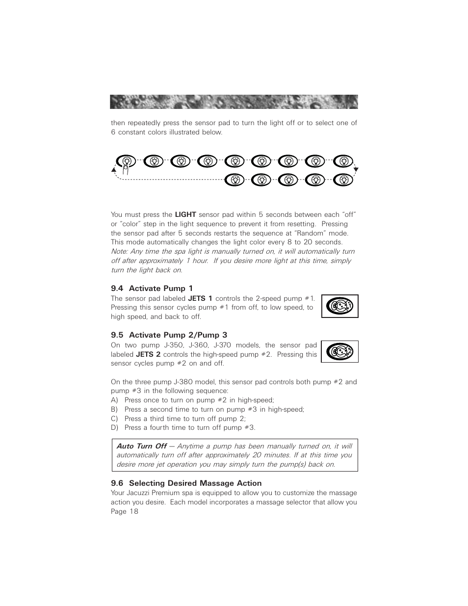 4 activate pump 1, 5 activate pump 2/pump 3, 6 selecting desired massage action | Jacuzzi ProTech LCD User Manual | Page 22 / 56