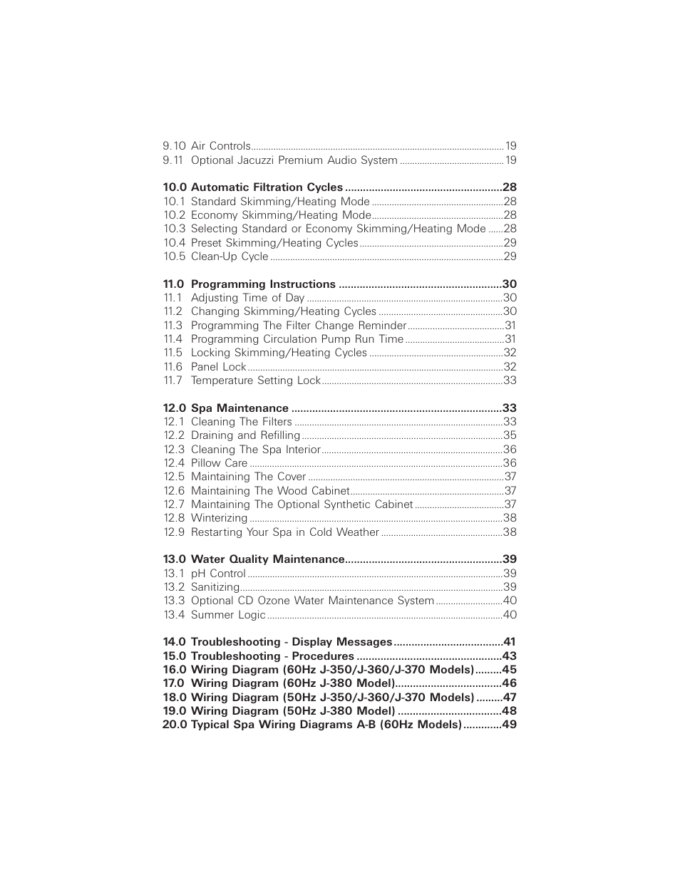 Table of contents (2) | Jacuzzi ProTech LCD User Manual | Page 4 / 56