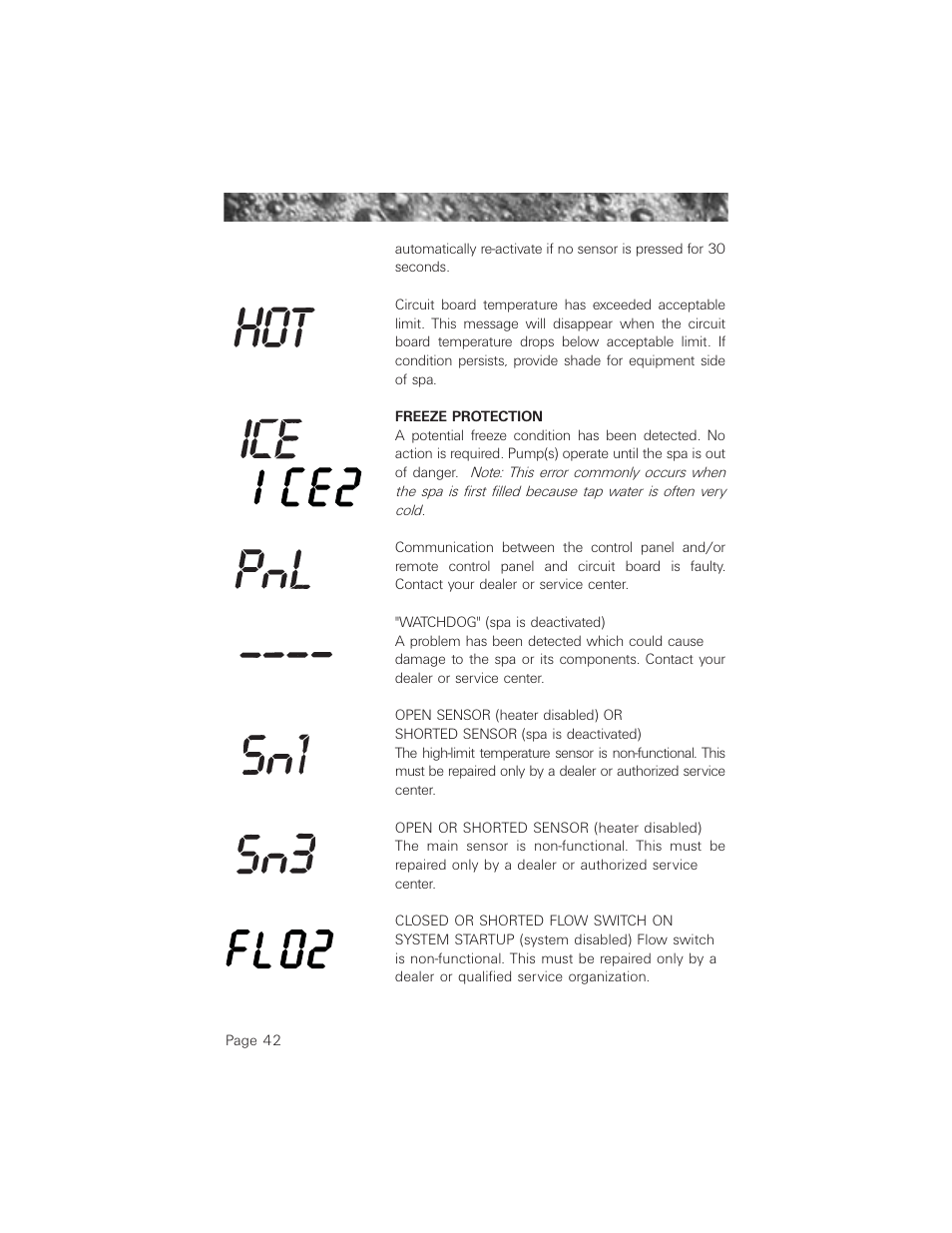 Ice2, Fl02 | Jacuzzi ProTech LCD User Manual | Page 46 / 56