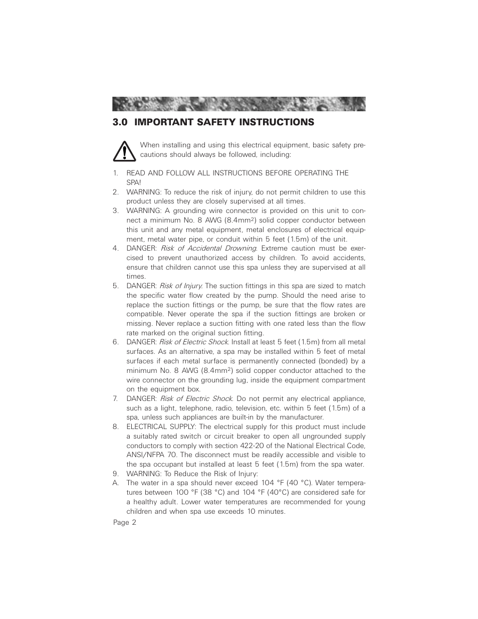0 important safety instructions | Jacuzzi ProTech LCD User Manual | Page 6 / 56