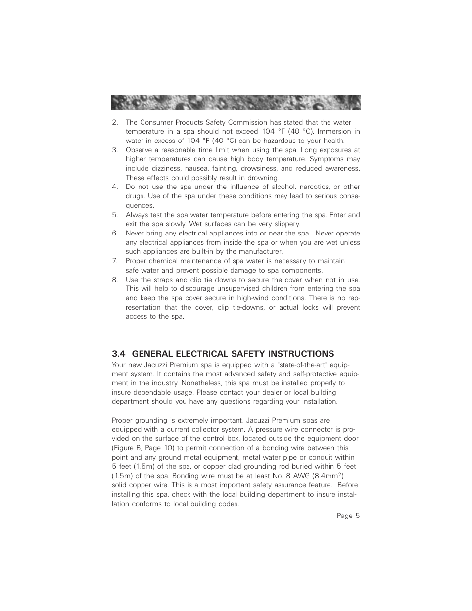 4 general electrical safety instructions | Jacuzzi ProTech LCD User Manual | Page 9 / 56