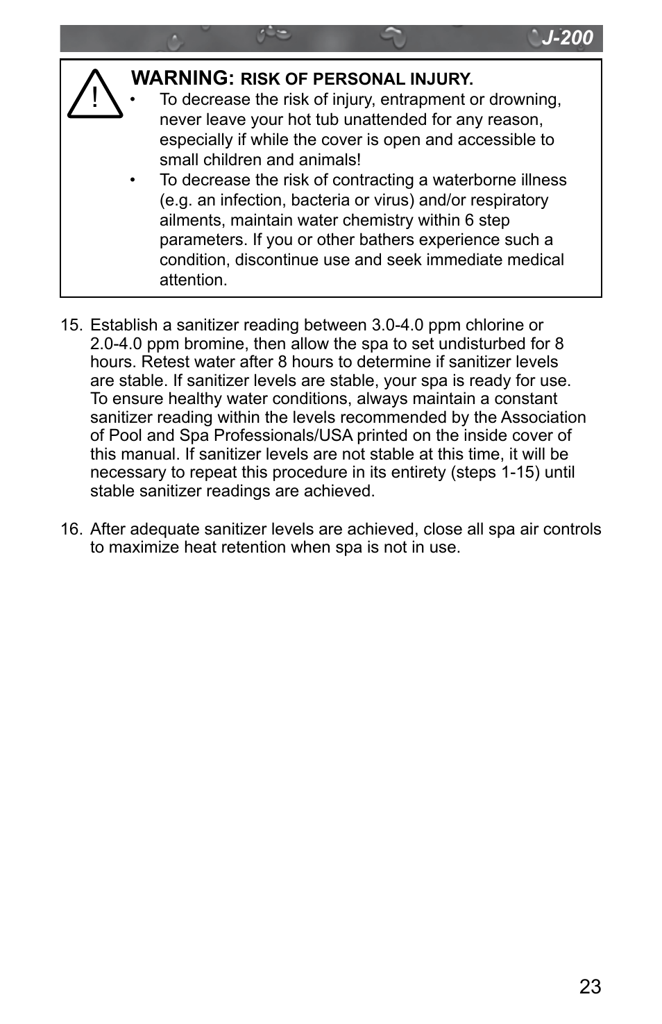 Jacuzzi J - 200 J - 280 User Manual | Page 27 / 64