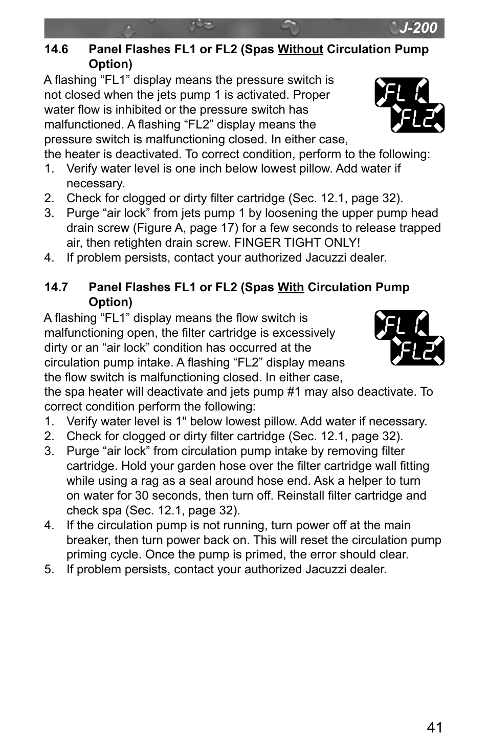Pump option), J-200 | Jacuzzi J - 200 J - 280 User Manual | Page 45 / 64