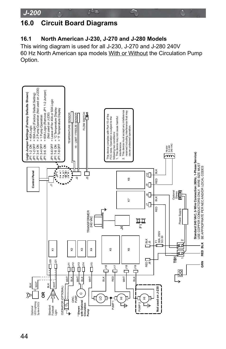 0 circuit board diagrams, 1 north american j-230, j-270 and j-280 models, J4 f1 | Jacuzzi J - 200 J - 280 User Manual | Page 48 / 64