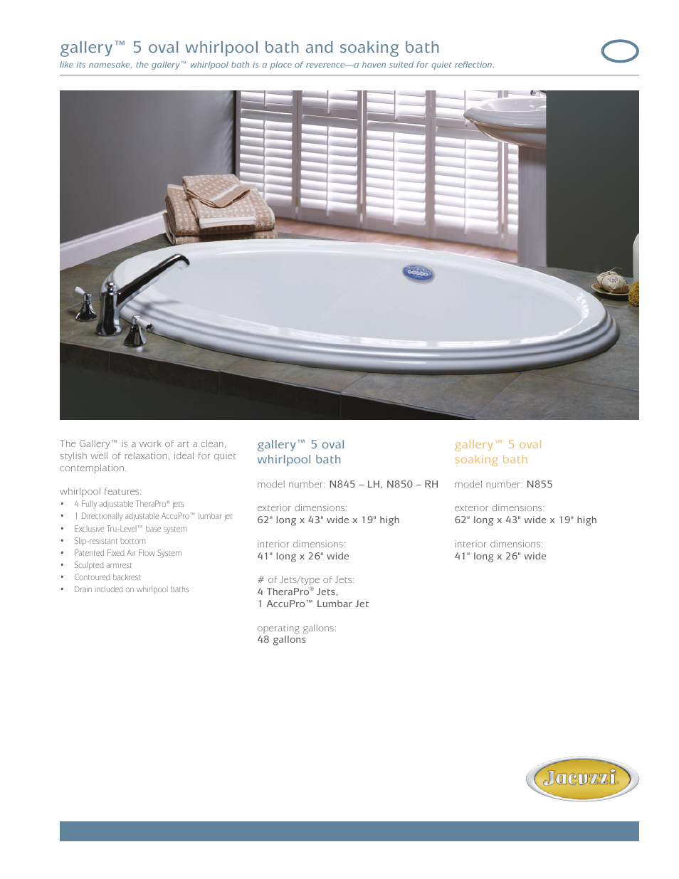 Jacuzzi Gallery N845-LH User Manual | 2 pages