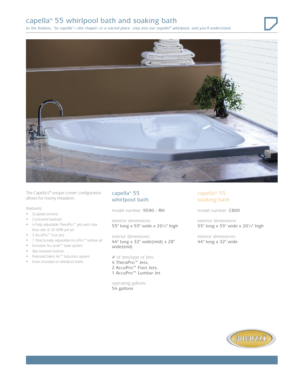 Jacuzzi capella 55 User Manual | 2 pages