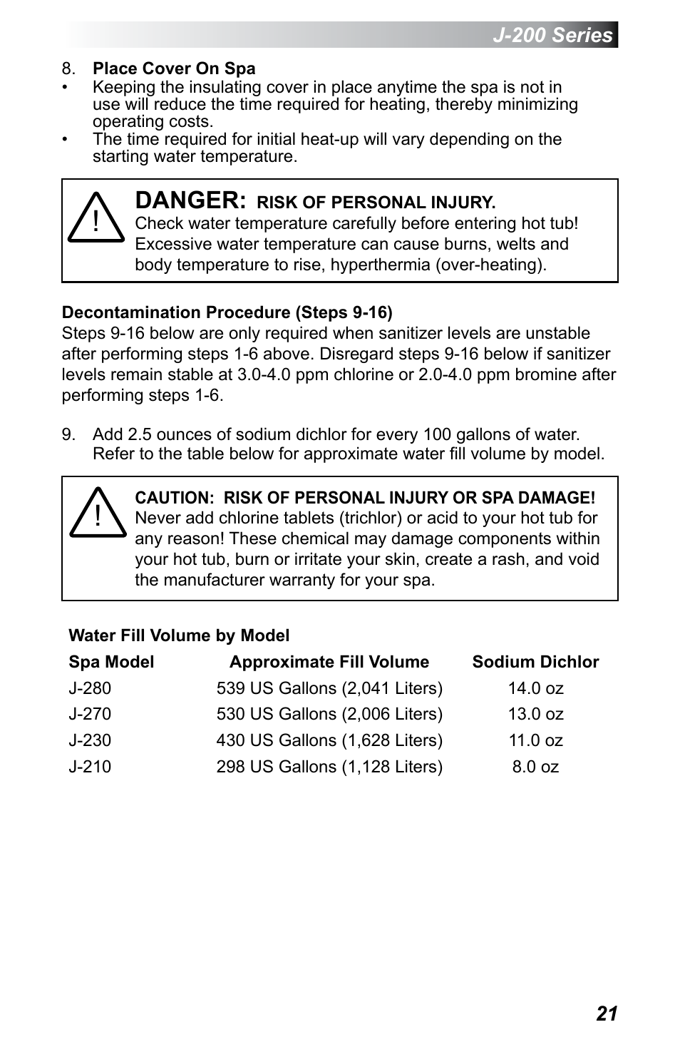 Danger | Jacuzzi J - 230 User Manual | Page 25 / 60