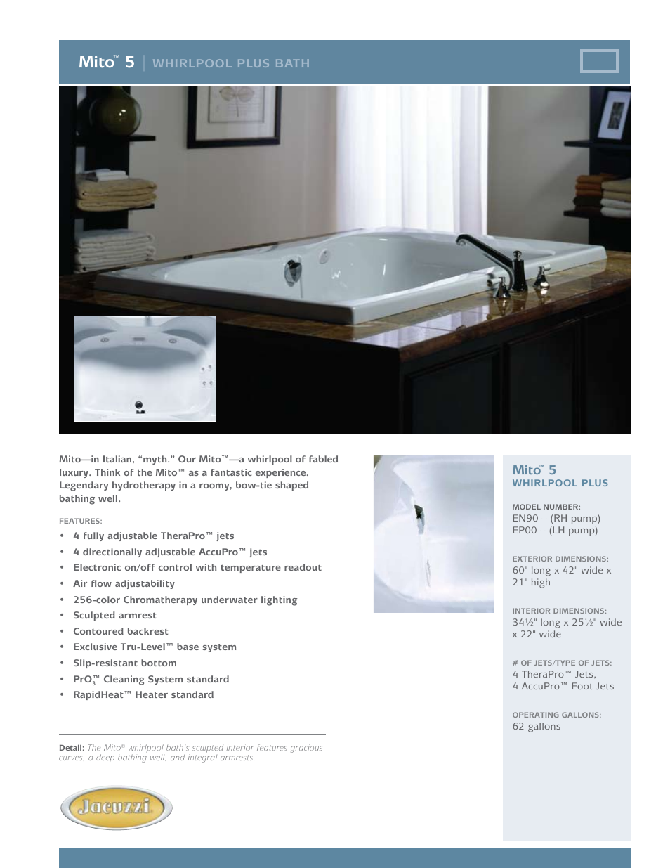 Jacuzzi Mito EP00 User Manual | 2 pages