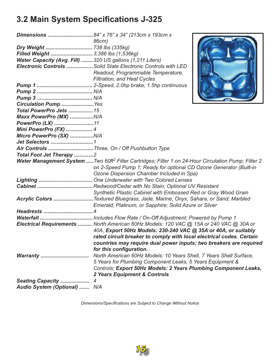 J-325 | Jacuzzi j315 User Manual | Page 16 / 62