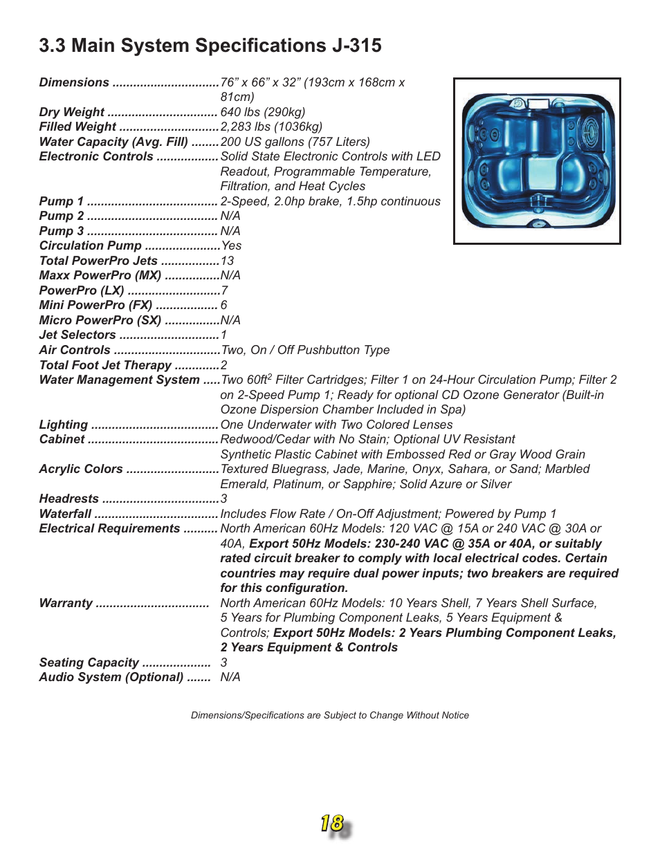 J-315 | Jacuzzi j315 User Manual | Page 18 / 62