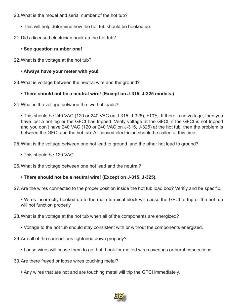 Jacuzzi j315 User Manual | Page 36 / 62