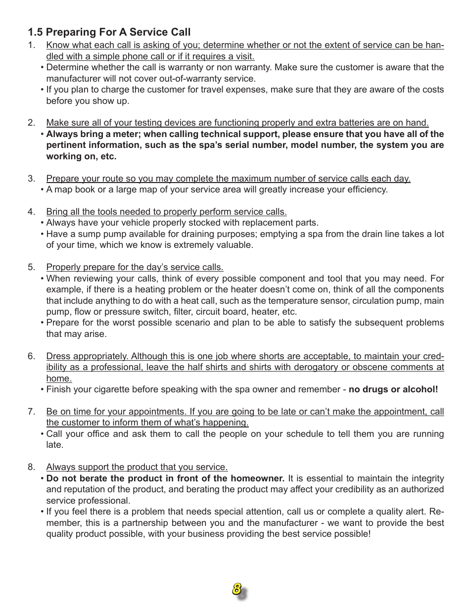 5 preparing for a service call | Jacuzzi j315 User Manual | Page 8 / 62